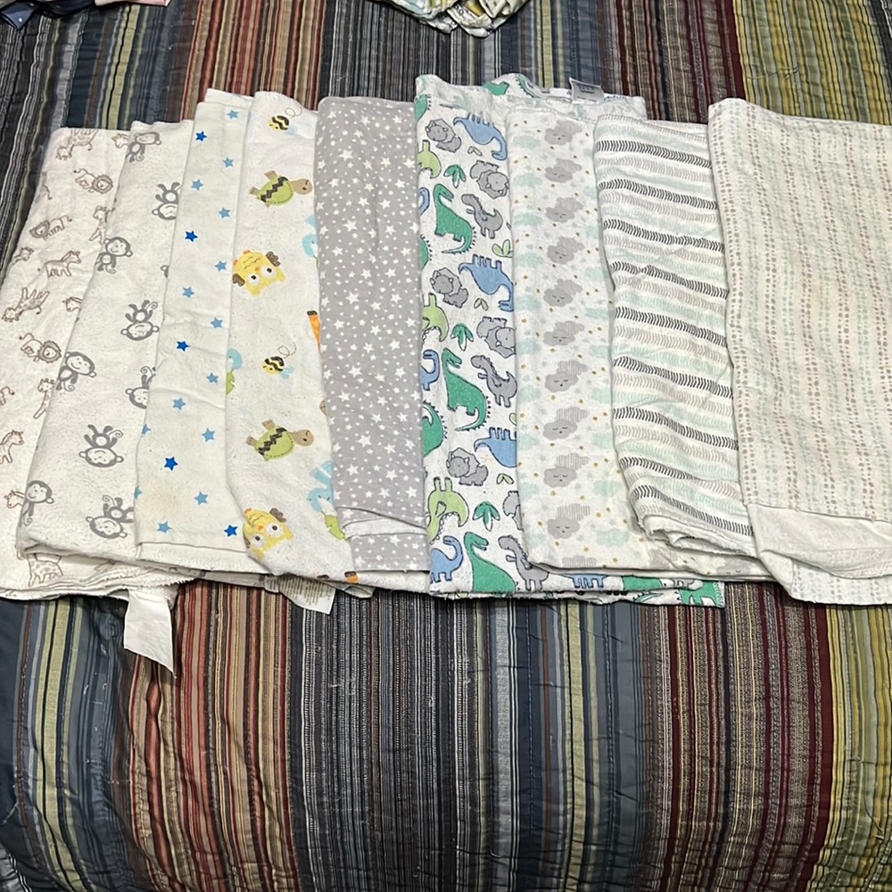 Boy receiving blanket lot